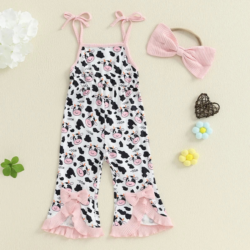 Adorable Infant Girl Floral Print Romper with Matching Headband Set for Summer Beach Vacation Outfit 2 Pcs Set
