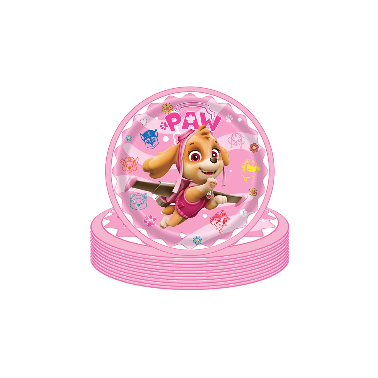 New Pink Skye Paw Patrol Theme Birthday Party Decoration Kids Tableware Supplies Tablecloth Balloon Cake Topper Straw