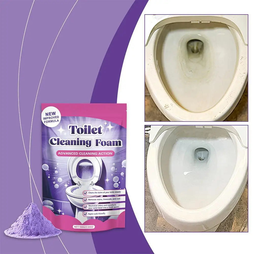 Household Toilet Cleaning Powder Powerful Descaling Stain Remover Odor Eliminator Fresh Fragrance Easy to Use