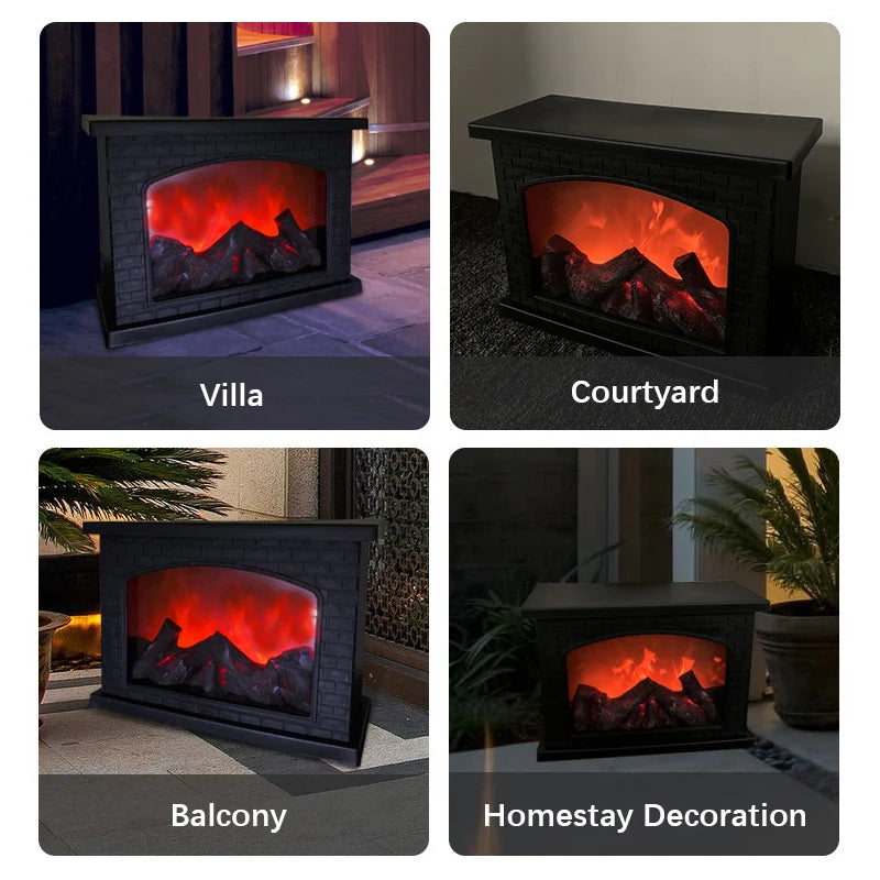 Fireplace Flame Light, Fake Fireplace LED Table Lights USB or Battery Power Lamp for Holiday Winter Gift Party Warm Home Decor