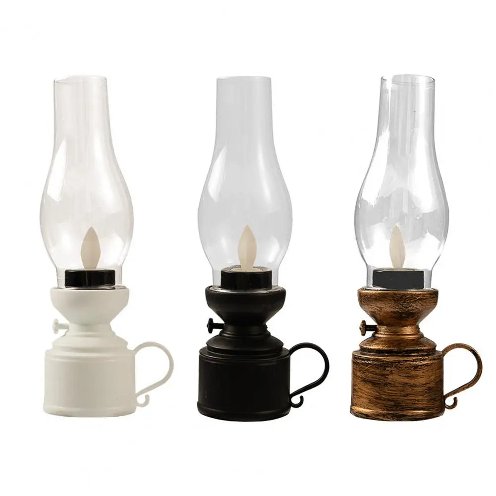 Vintage 80s Old-fashioned Lamp LED Candle Flickering Warm Light Home Decor Electronic Candle Lamp
