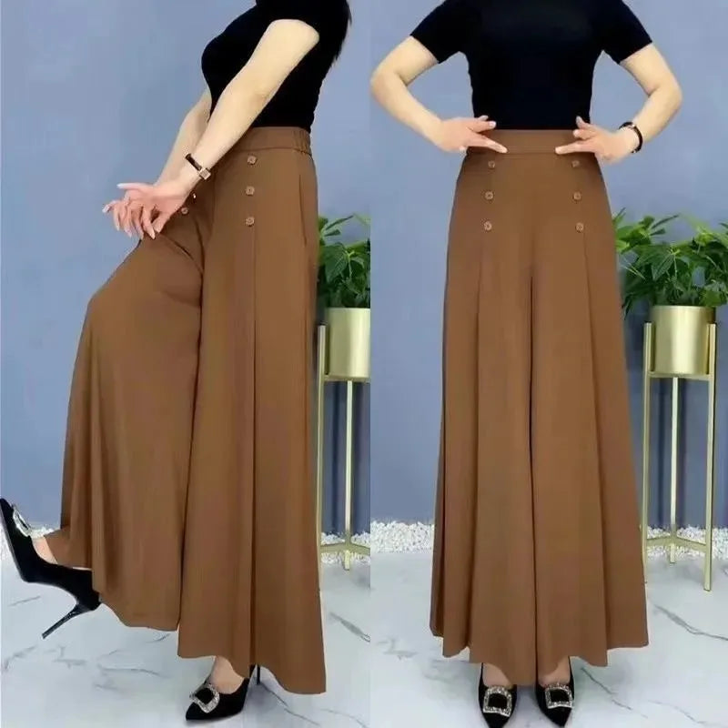 Summer Thin Wide Leg Pants Women Loose Mom Pants Drapey High End Anti-Wrinkle Premium Quality Long Trousers Female Garment