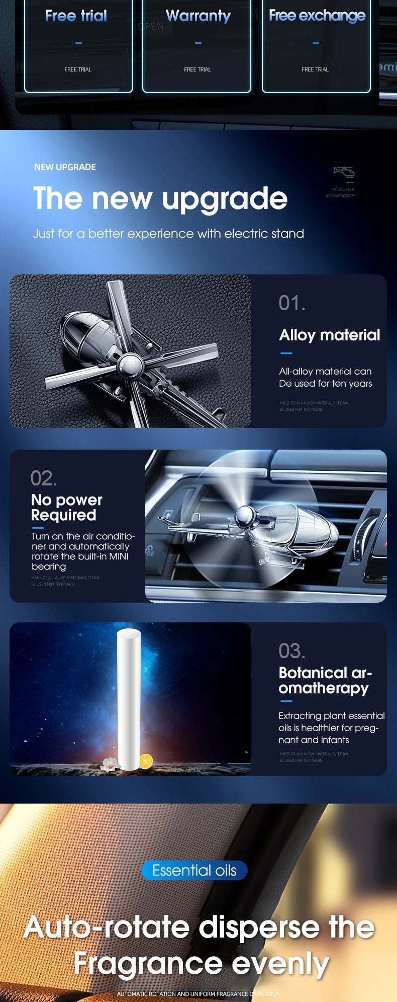 Car Air Freshener Mini Helicopter Rotating Aromatherapy Purifie Odors Car Perfume Essential Oil Diffuser Car Vent Aromatherapy