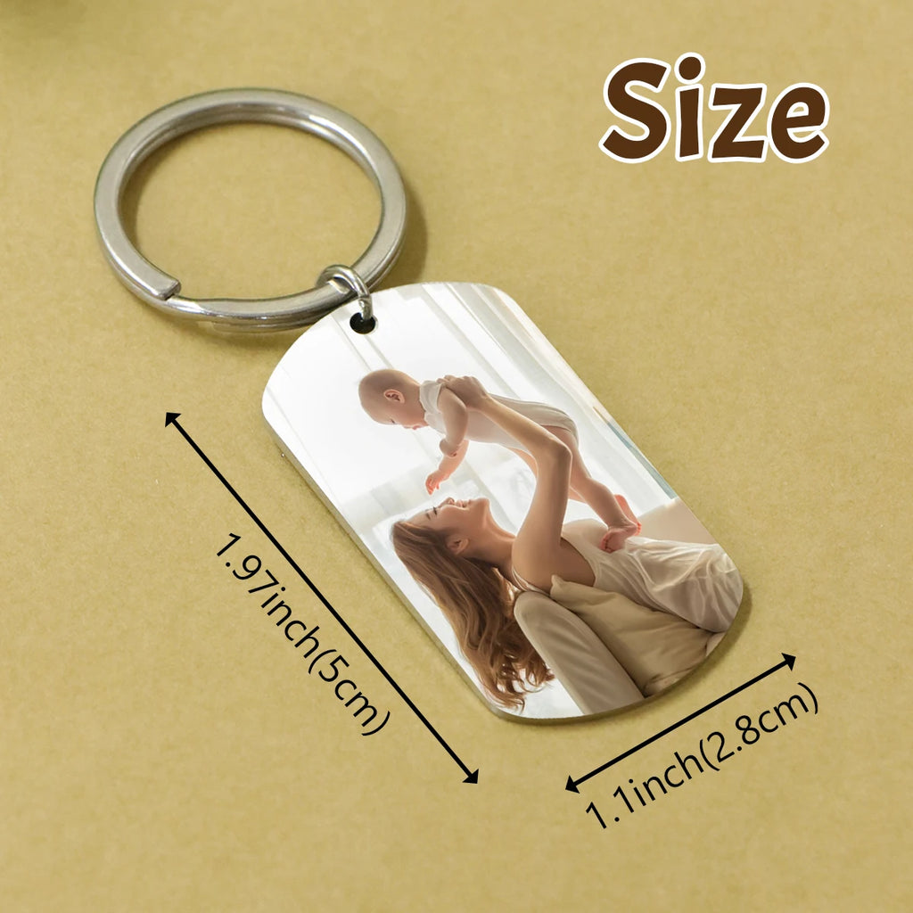 Photo Keychain With Text, Custom Mother’S Day Gift Key Chain For Mom, Personalized Picture Keychain Keepsake, Custom Keychain