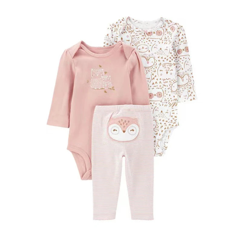 2025 Baby Girls Clothes Autumn Spring Newborn Infant Outfit Cotton Bodysuit Top And Bottom Pants Kids Toddler Clothing Set 6-24M