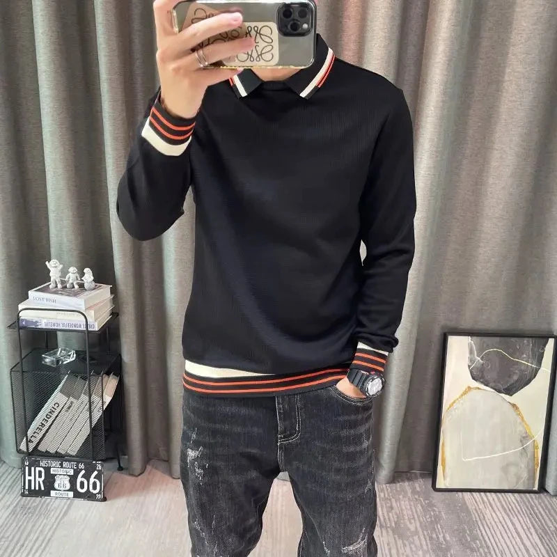 Mens Polo Shirts Tight With Collar Slim Fit Male Sweatshirts High Quality Pullover Quotes Tops Fashion Trends 2025 Emo Original