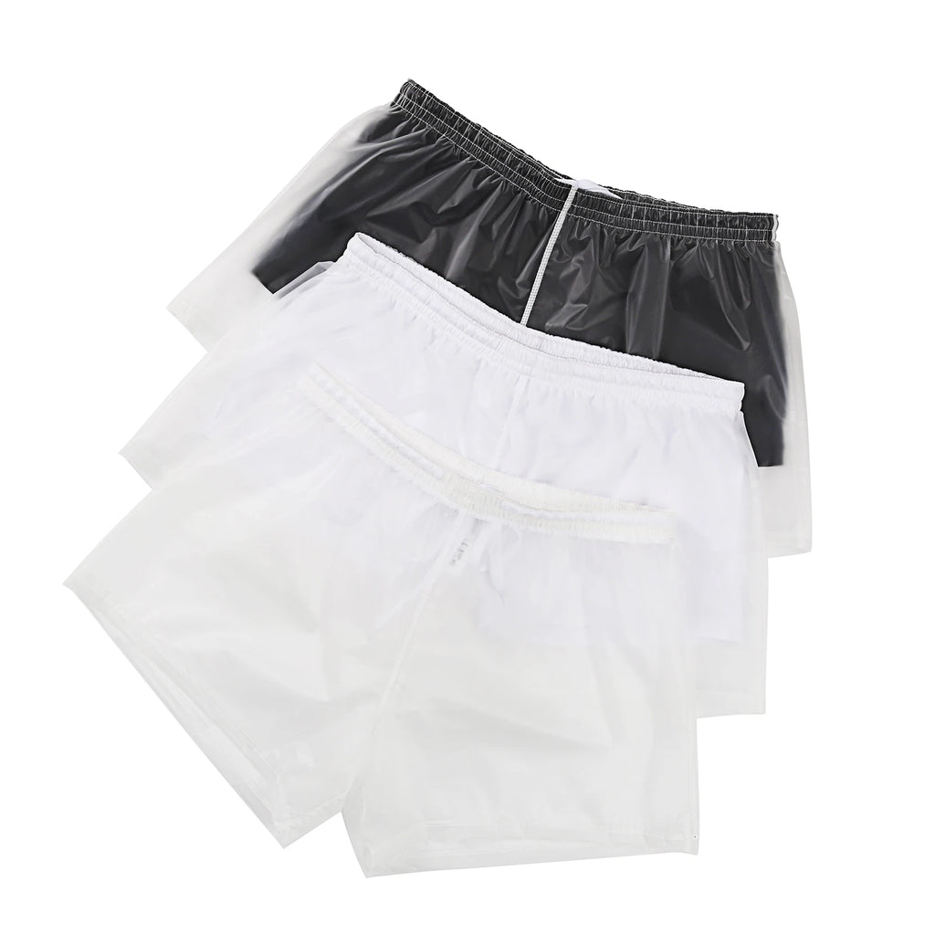 Men Beach Trunks Man Transparent Swimwear Sexy Swimming Swimsuit PVC Beachwear Shorts Boardshorts Bathing Suit Waterproof