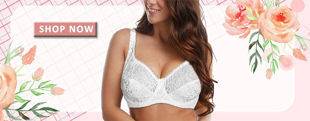 Womens Underwear Lace Bras Underwire BH Hollow Out Embroidery Elegant Casual Sexy Lingerie Tops Plus Size  Brassiere
