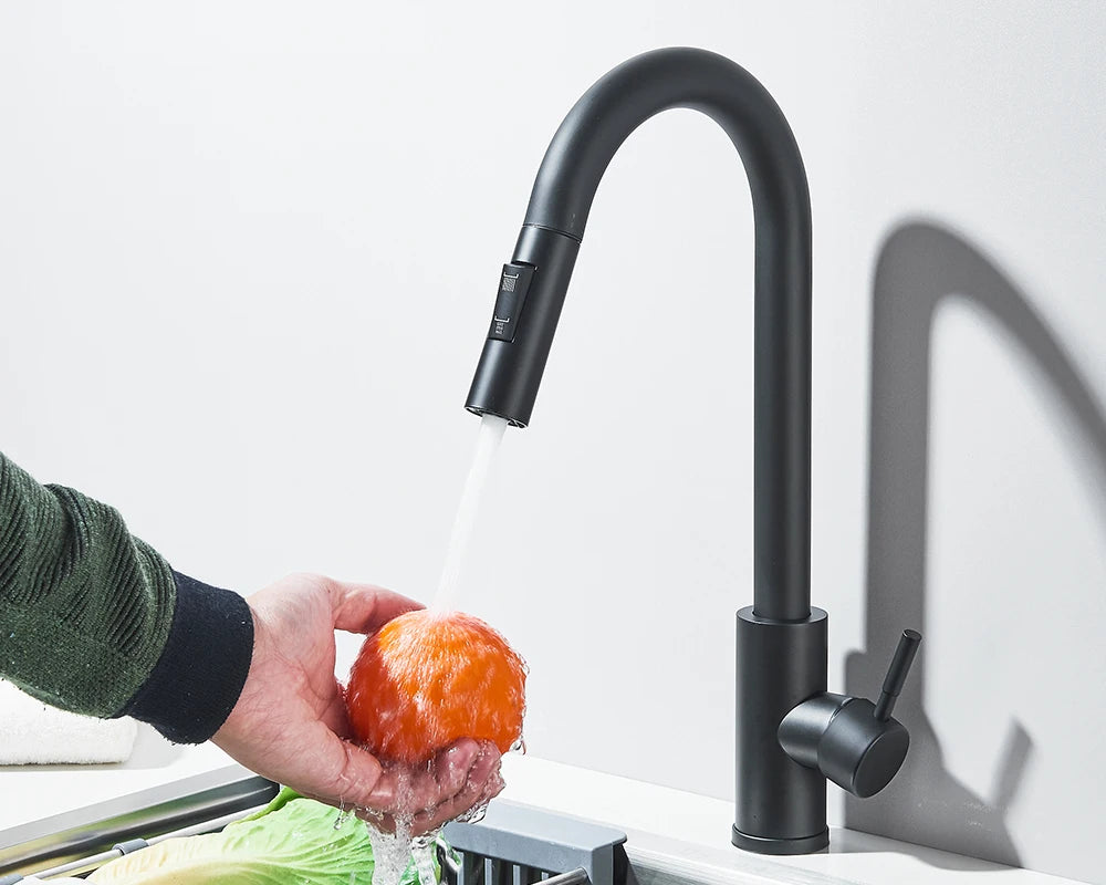 Pull Down Kitchen Sink Faucet Pull Out Two Function Single Handle Hot and Cold Water Mixer Taps Deck Mounted