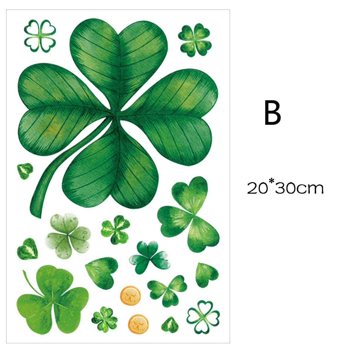 1/5Pc St. Patrick's Day Theme Double-Side Window Stickers Shamrock Wall Sticker for Home Irish Saint Party Background Decoration