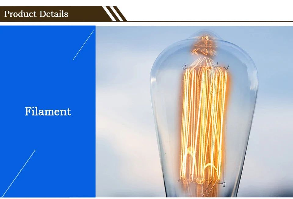 Vintage Edison LED Filament Bulb E27 220V 4W Dimmable Amber Glass ST64 G80 G95 G125 T185 A19 Retro Incandescent Lamp for Home