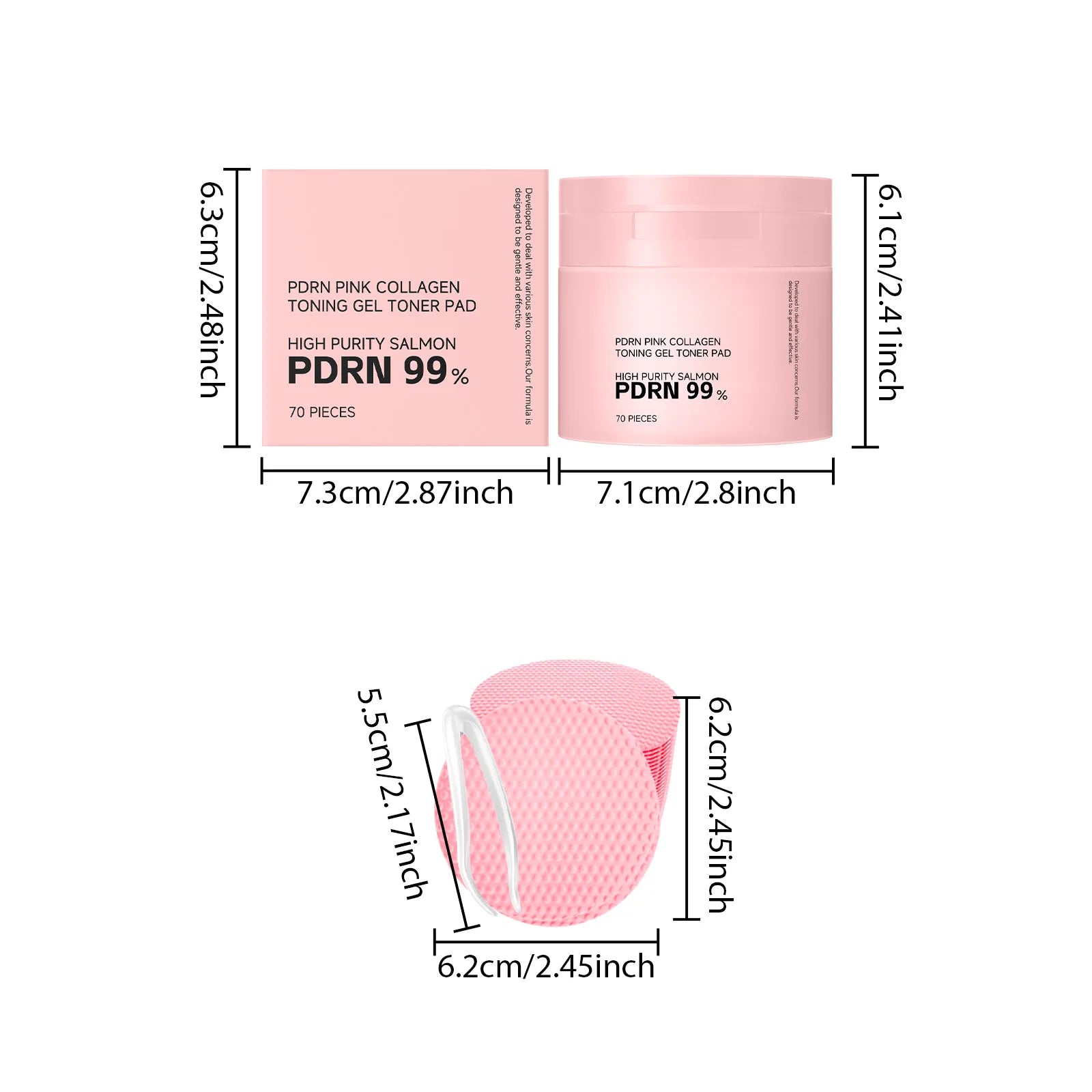 PDRN Pink Collagen Toning Gel Toner Pad Hydrating Shrink Pores Brightening Improve Skin Elasticity Smoothing Firming Cotton Pads