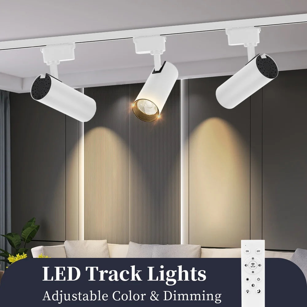 Dimmable Track Light with Remote Control Led Spot Lights 110V 220V Ceiling Lamp for Living Room Bedroom Kitchen Linear Lighting