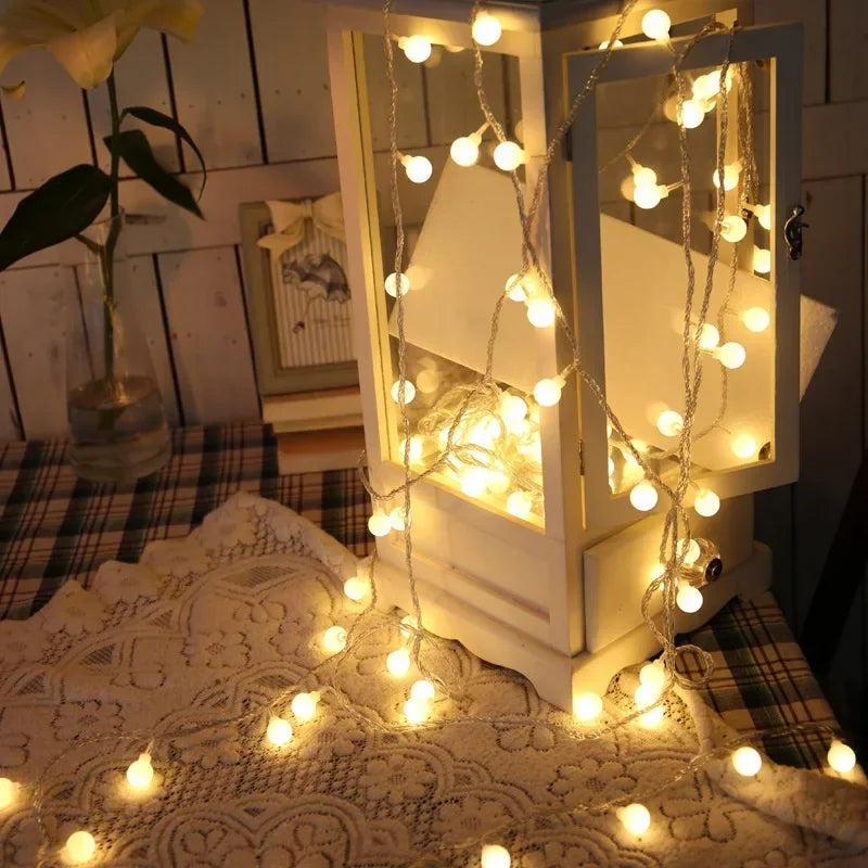 3M 10M LED Ball String Lights Outdoor Lamp USB or Battery Powered Garland Christmas Tree Fairy Lights for Wedding Home Decor