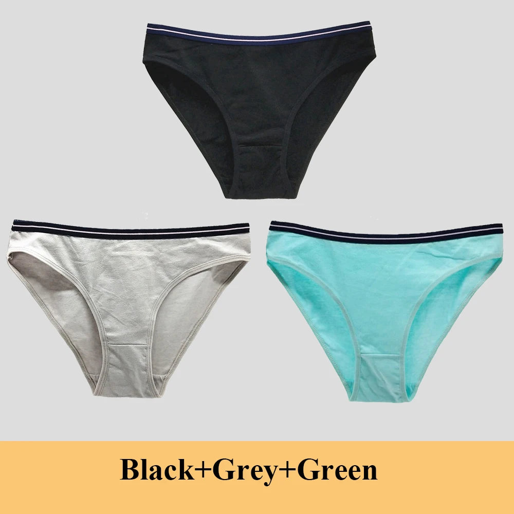 Woman Underwear Women's Cotton Sexy Panties Briefs Low Waist Lace Girls Ladies Knickers Lingerie for Women 3 Pcs/lot