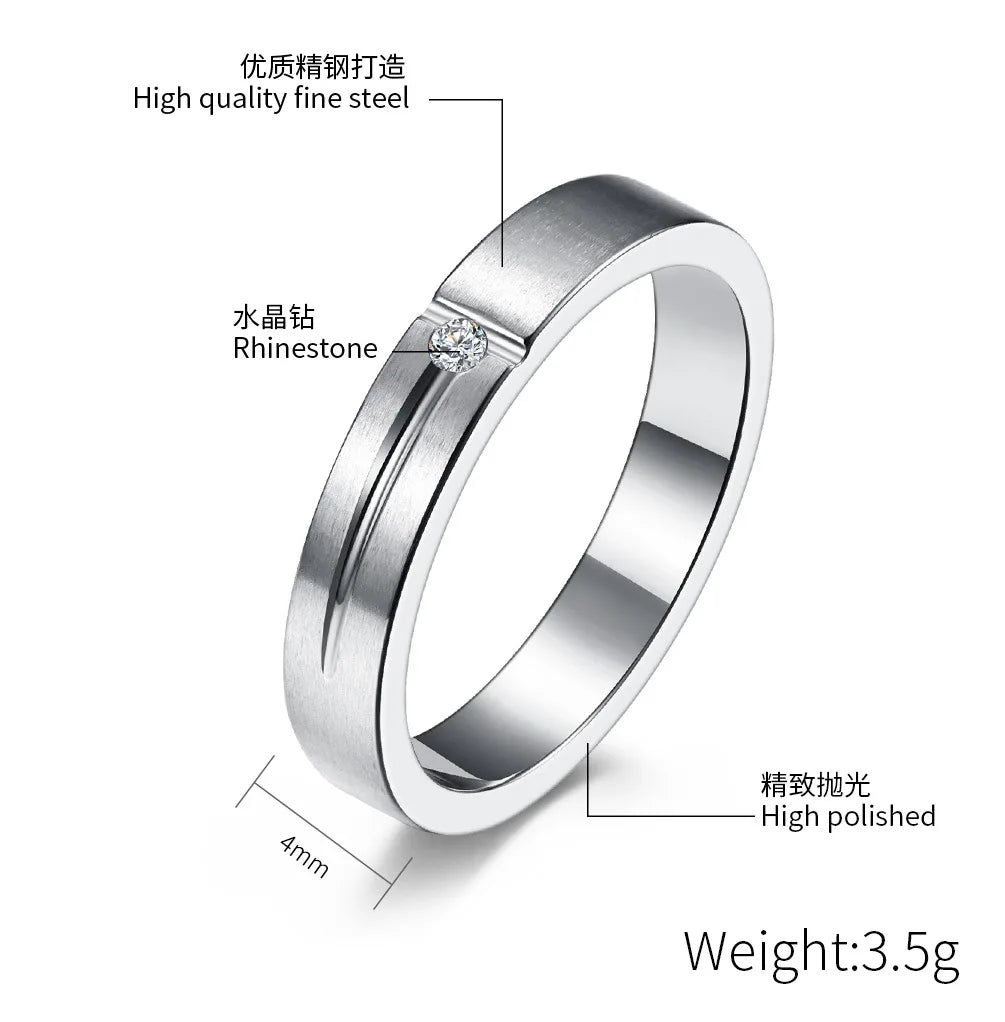 Romantic Couple Ring 100% Pure 925 Sterling Silver Ring Zircon Rose Gold & White Color Wedding Rings For Lovers Women Men