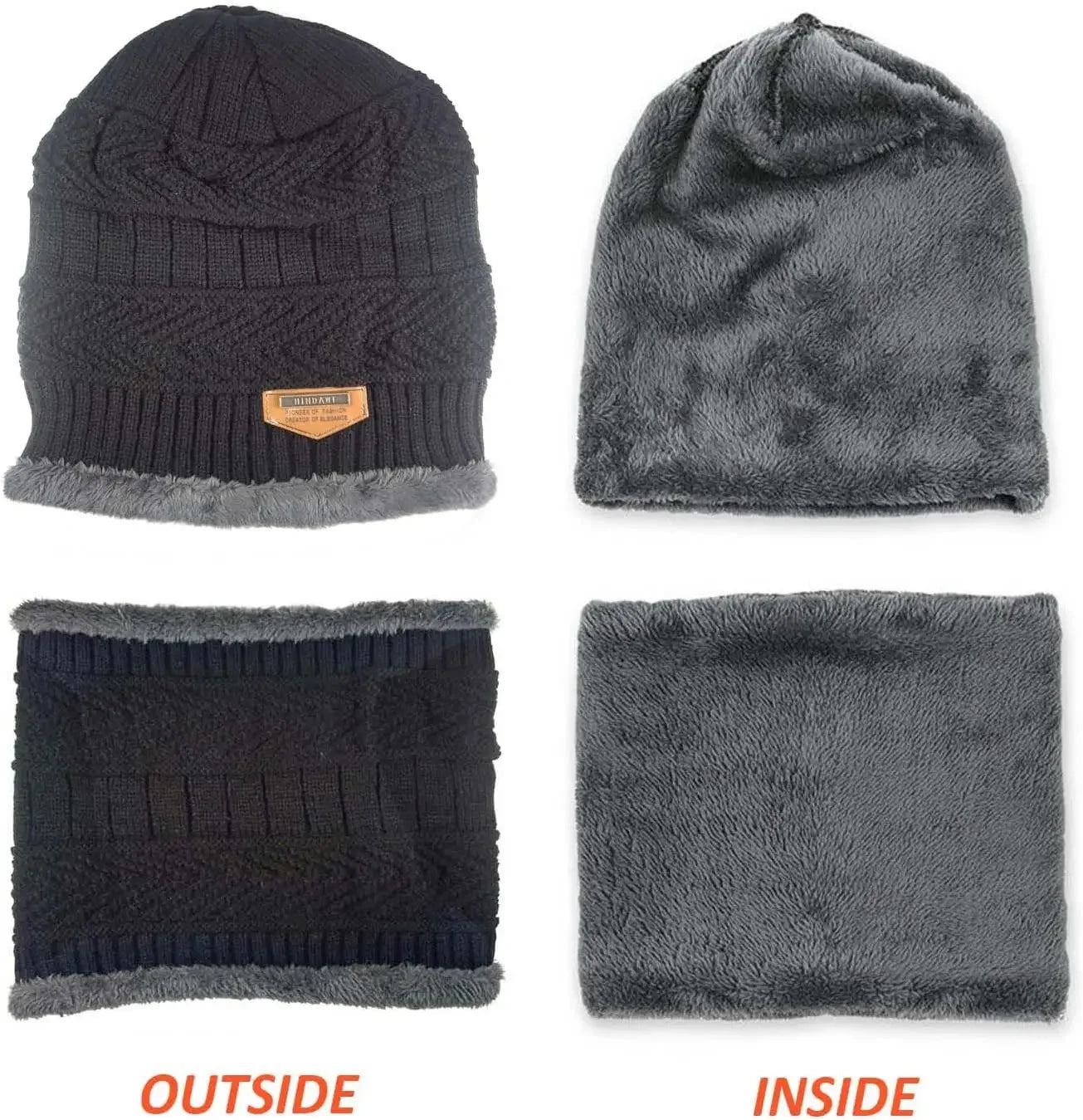 Winter Hat for Men Soft Velvet Knit Cap Coral Fleece Scarf Outdoor Riding Windproof Ski Mask Warm Thickened Cold Weather Gear