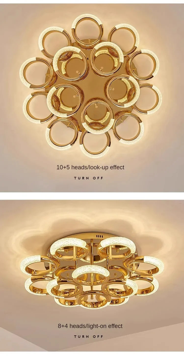 Modern Chandelier For Living Room Bedroom Nordic Golden Ring Ceiling Lamp Luxury Home Decor Indoor Ceiling Light Lustre Fixtures