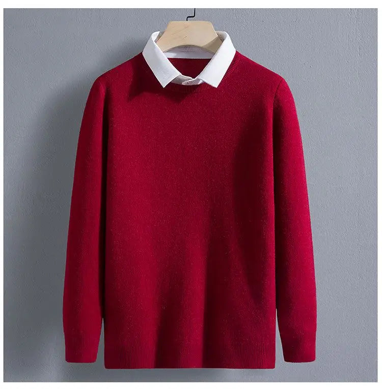 Men's Clothing Autumn Winter Long Sleeve New Tops T-Shirts Round Neck Fashion New Comfortable Solid Color Sweaters