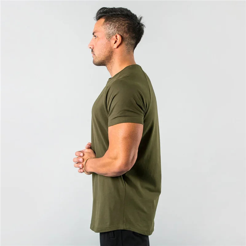 Fitness T-Shirt Men Bodybuilding Short Sleeve Sport Running T-shirt Men Sportswear Workout Shirts Male Men Gym Summer Tops Tee