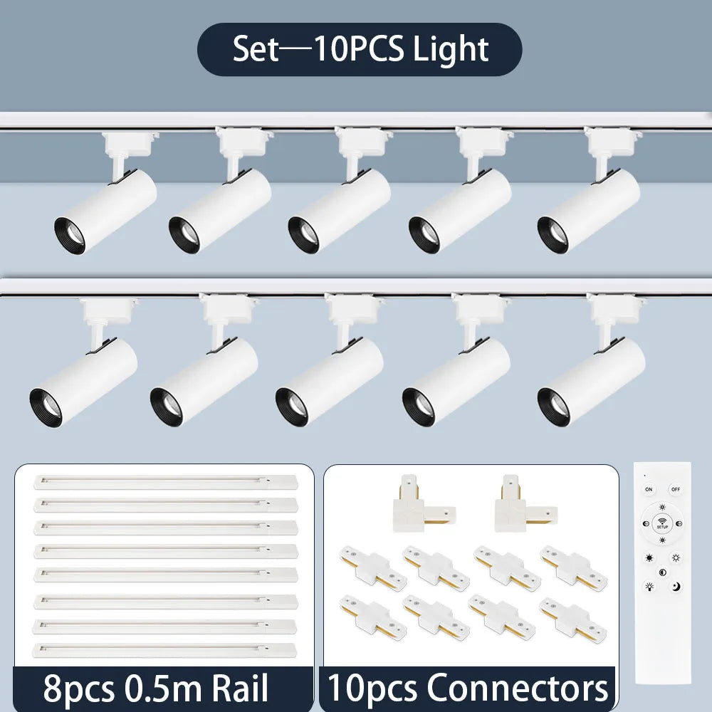 Dimmable Track Light with Remote Control Led Spot Lights 110V 220V Ceiling Lamp for Living Room Bedroom Kitchen Linear Lighting