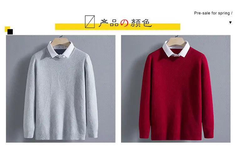 Men's Clothing Autumn Winter Long Sleeve New Tops T-Shirts Round Neck Fashion New Comfortable Solid Color Sweaters