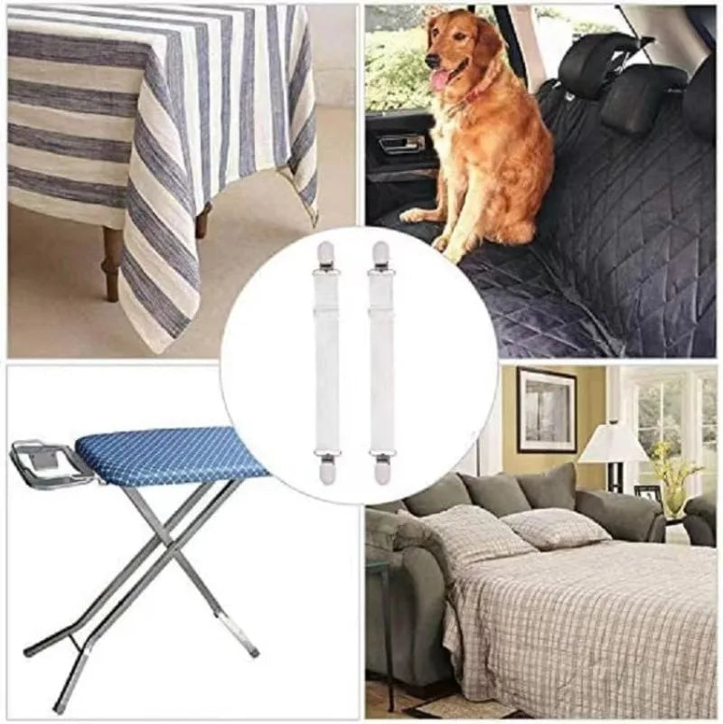 Bed Sheet Holder Straps Adjustable Bed Sheet Fasteners Elastic Bands for For Full Queen King Twin Bed(white,black)