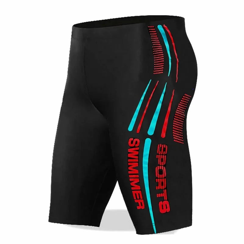 Men Swimming Trunks Elastic Quick Dry Slim Fit Racing Swim Trunks Mid Waist Bathing Boxers Surfing Water Sports Swimming Shorts