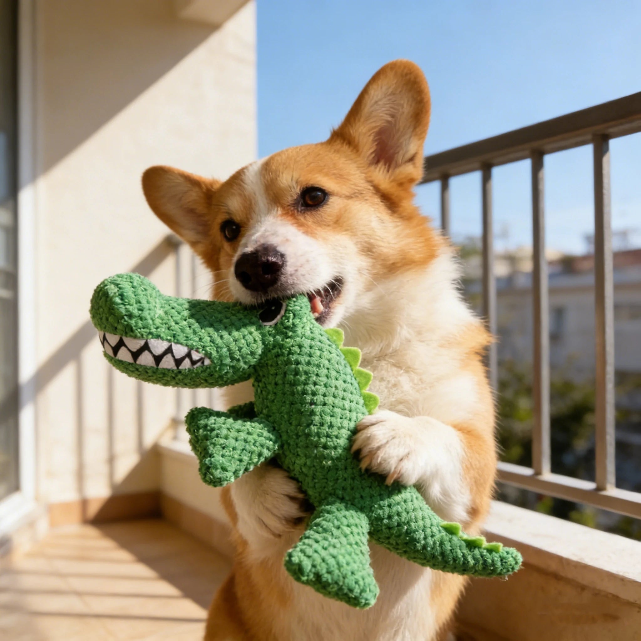 Tough Chew Dog Companion Toy, Pet Squeaky Toy, Large Dinosaur Toy, For All Breeds, Suitable for Heavy Chewers, Pet Companion Toy