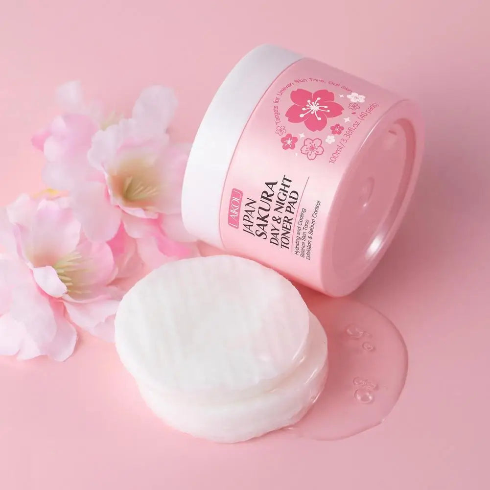 Sakura Toner Pads for Soothing, Hydrating & Redness Relief, Gentle for Sensitive Skin,Daily Night Moisturizing Face Skin Care