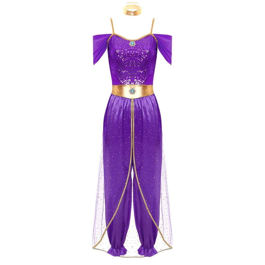 Festival Arabian Princess Costumes Indian Dance Embroider Bollywood Jasmines Costume Party Halloween Cosplay Jasmines Outfit