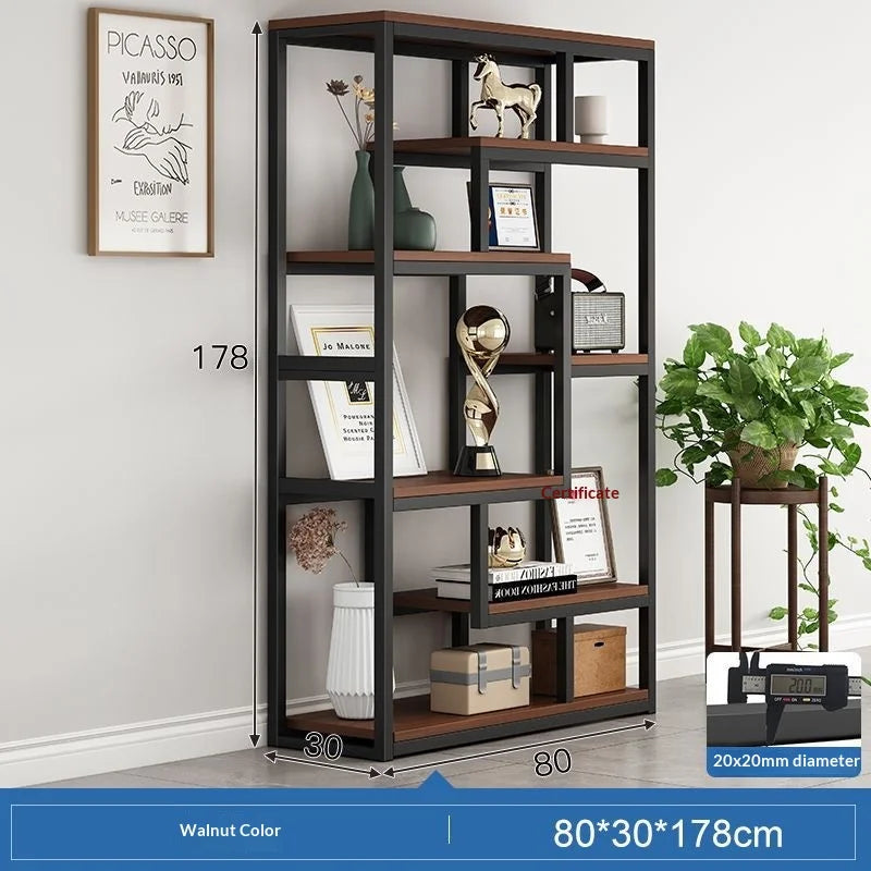 Industrial Iron Bookcase Bookshelf Wall Shelf Storage Cabinet Display Rack Living Room Office Divider Armoires Librero Furniture