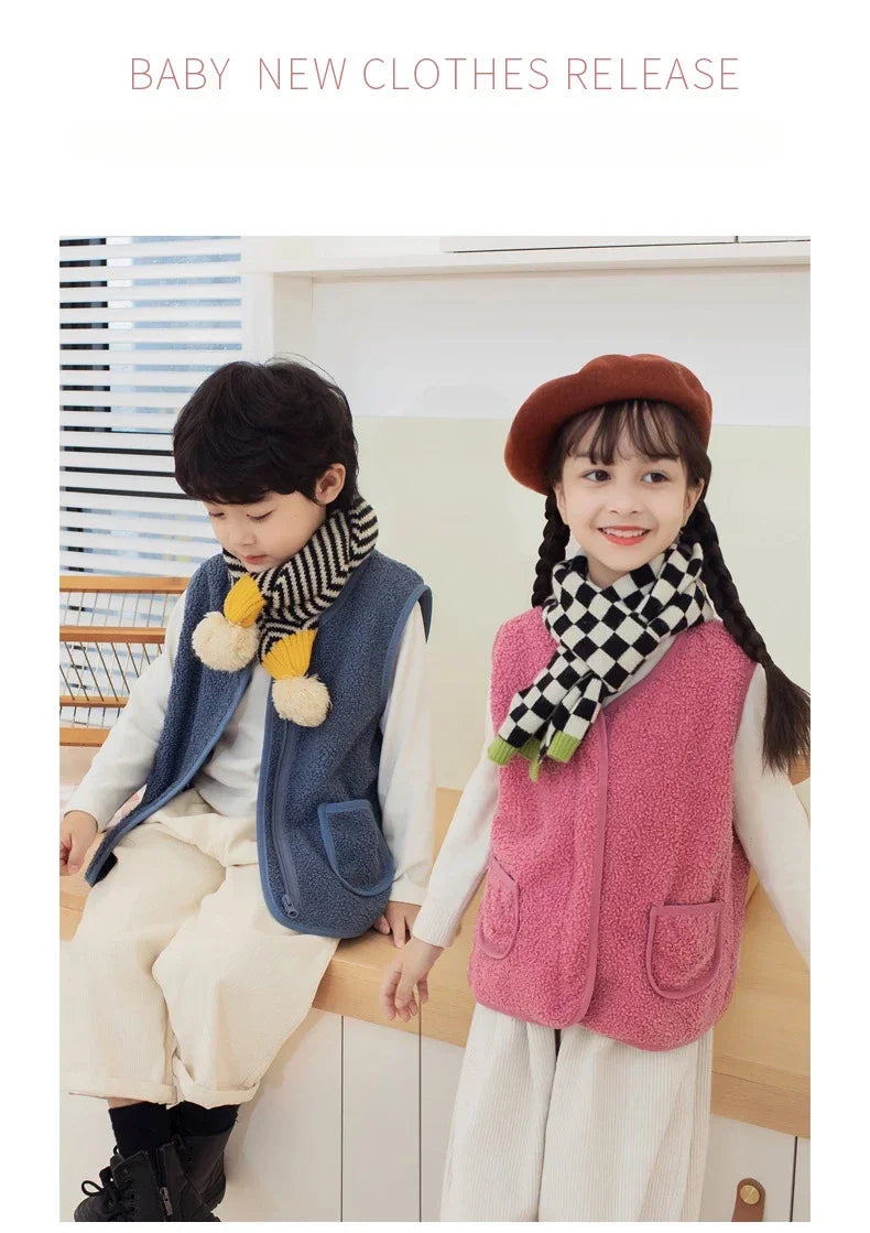 toddler girl winter clothes Autumn and Winter Children's New Lamb Velvet Vest Warm Vest for Infants and Girls toddler