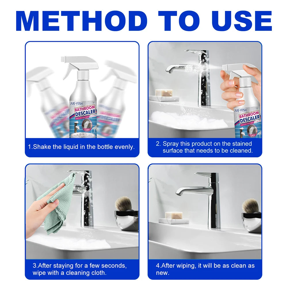 1/2pc Bathroom Cleaning Spray,60ML Multi-Purpose Cleaner Agent for Remove Stains,Bathtub Glass Washbasin Descaling Cleaning Foam