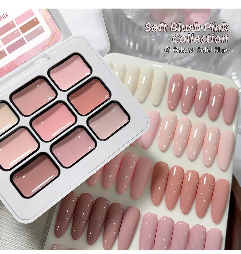 Jillradia 9-Colors New Popular Solid Gel Nail Gel Semi Permanent Nail Art Soaking UV LED Gel Christmas Manicure Gift Nail Salon