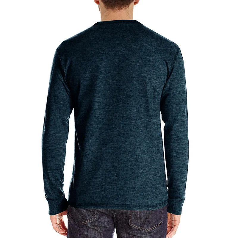 Men Fashion Casual T-Shirts Long Sleeve Tops For Man Soild O Neck Shirts Elastic Gym T Shirt Soccer Tees Streetwear Man Clothing