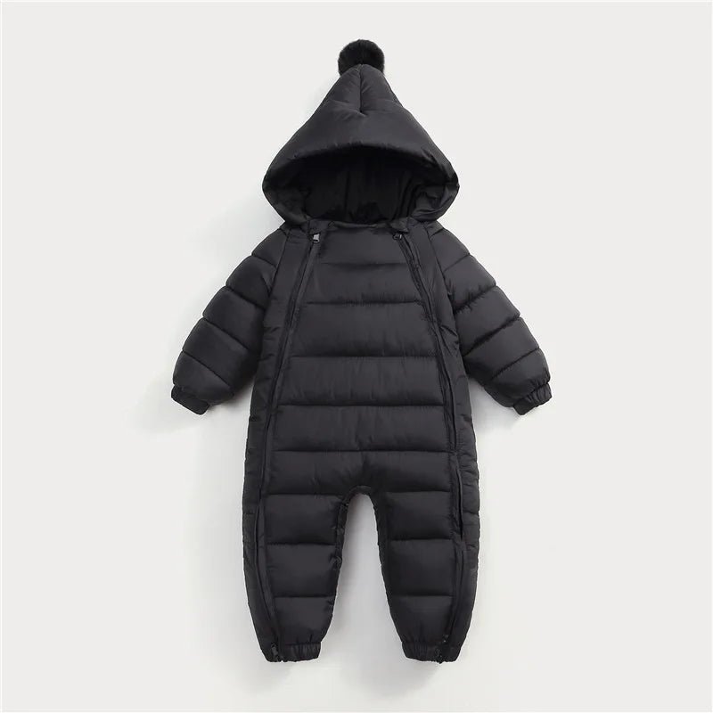 New newborn baby clothes jumpsuit baby solid color crawling clothes for boys and girls aged 0-3 winter cotton clothes for babies