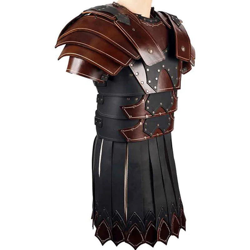 Medieval Ancient Greek Roman Legion Gladiator PU Leather Cuirass Shoulder Chest Armor Viking Warrior Knight Cosplay Costume LARP