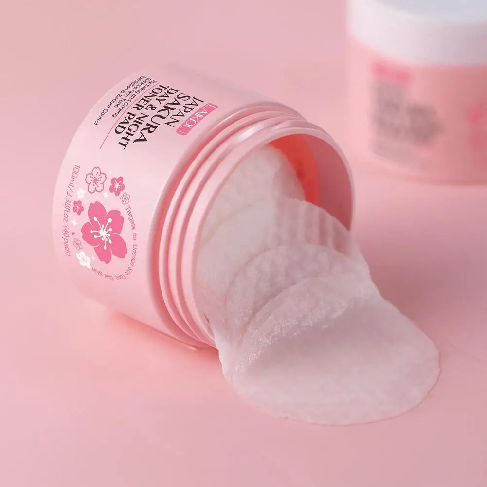 Sakura Toner Pads for Soothing, Hydrating & Redness Relief, Gentle for Sensitive Skin,Daily Night Moisturizing Face Skin Care