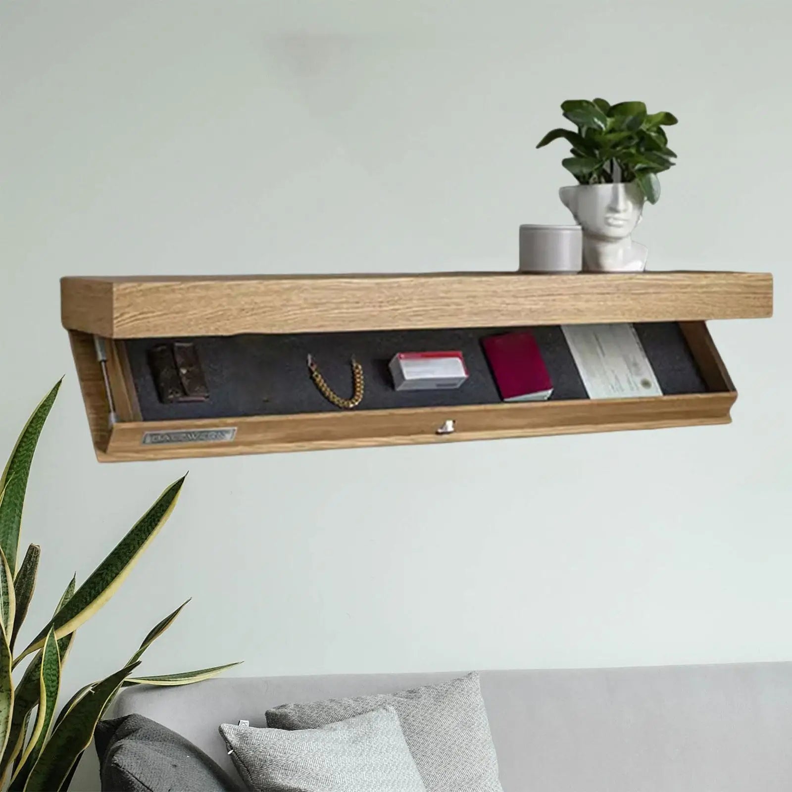 Floating Shelf Wall Mount Drawer Fashion Space Saving Home Decorative Storage Rack Multi-function Wood Concealed Floating Shelf