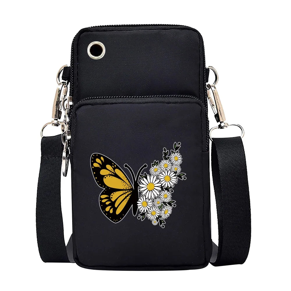 Universal Mobile Phone Bag Iphone 13 Huawei Shoulder Cross-body Package Women Sport Pouch Unisex Arm Wrist Bags Butterfly Print