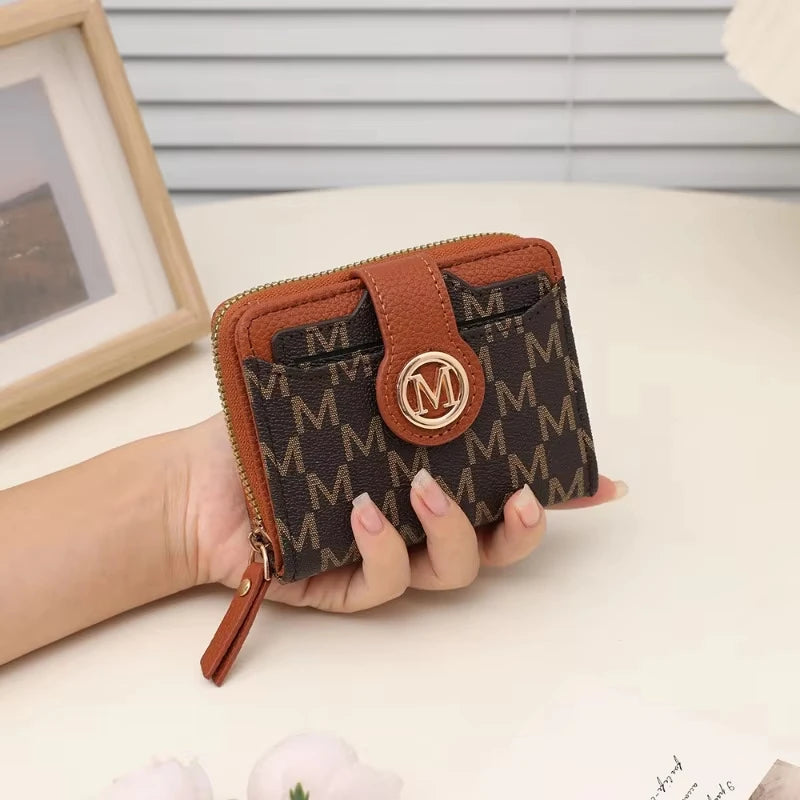 Women’s Short Wallet Lady Purse M Letter Zipper Coin Purses Money Bags ID Holder Wristlet Bag