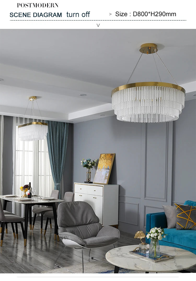 Post Modern Led Chandelier 2026 New Tassel Crystal Pendant Lamp American Luxurious Chandelier Home Decor Luster Lighting Fixture