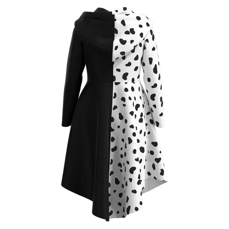 Movie Cruella Cosplay Costume Dress Outfit Cloak With Gloves Carnival Suit Cruella De  Vil Costume For Adult Party Uniform Suit