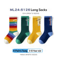 4 Pairs Long Socks Children's Newest Tennis Socks Knee Socks Cotton Striped Sporty Socks Boys Girls Skating Athletic Socks