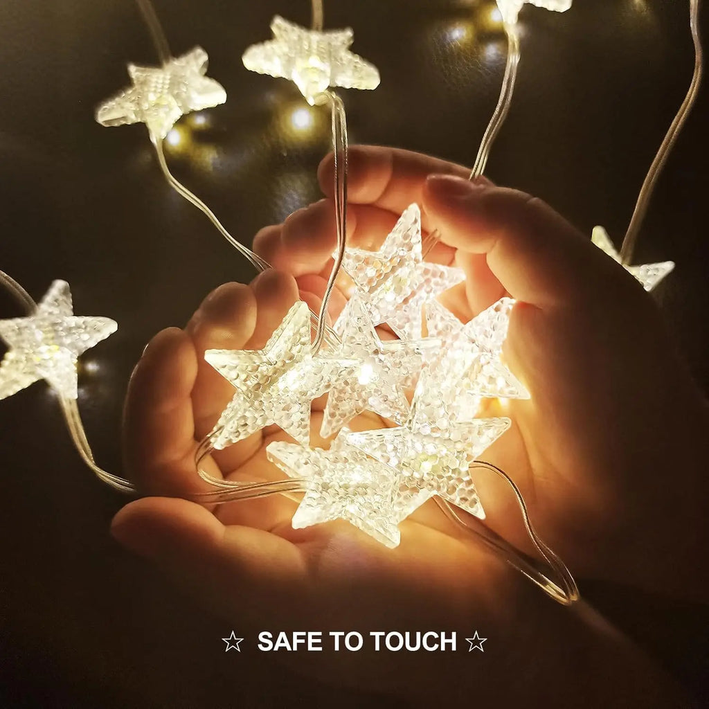 1pc 120 LED Star Curtain Lights Hanging Star Fairy Atmosphere Window Garland Lamp USB Powered With Remote Control For Home Decor