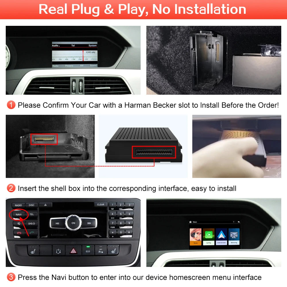 Wireless Carplay Becker Module For Mercedes Benz Class C W204 C204 S204 NTG 4.5 Support Android Auto Mirroring GPS Navigation