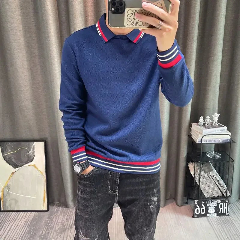 Mens Polo Shirts Tight With Collar Slim Fit Male Sweatshirts High Quality Pullover Quotes Tops Fashion Trends 2025 Emo Original