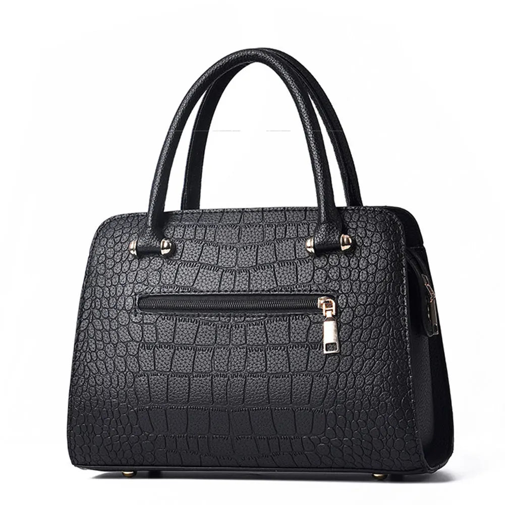 Women's Crocodile-Print Handbag New PU Leather Tassel Shoulder Bag Large Capacity Handle Bag Lady Purse For Outdoor Shopping