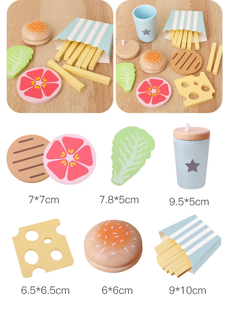 Wooden Pretend Play Food Kitchen Toys Classic Cutting Cooking Set Kids HousePlay Educational Imitation Game Toys for Girls Boys